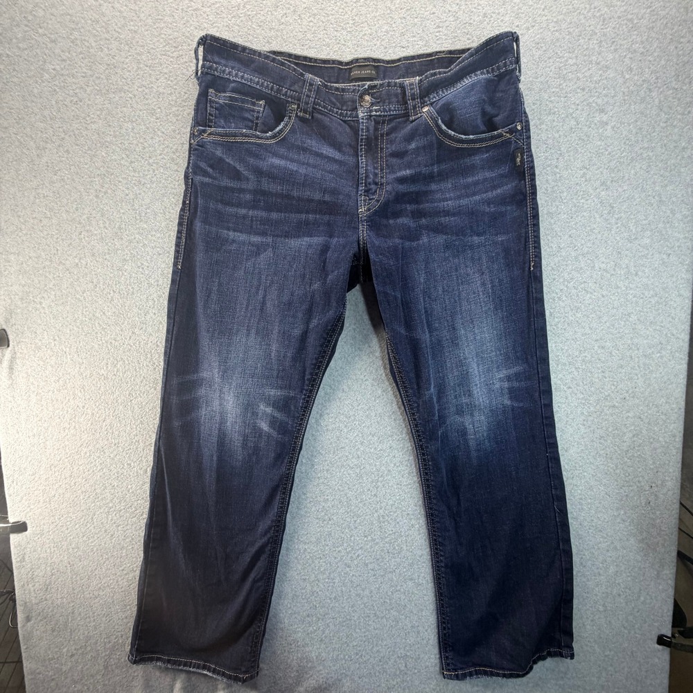 Silver Jeans Co Gordie Loose Straight Leg Dark Wash Mens Jeans 38 32 M8456SMC406